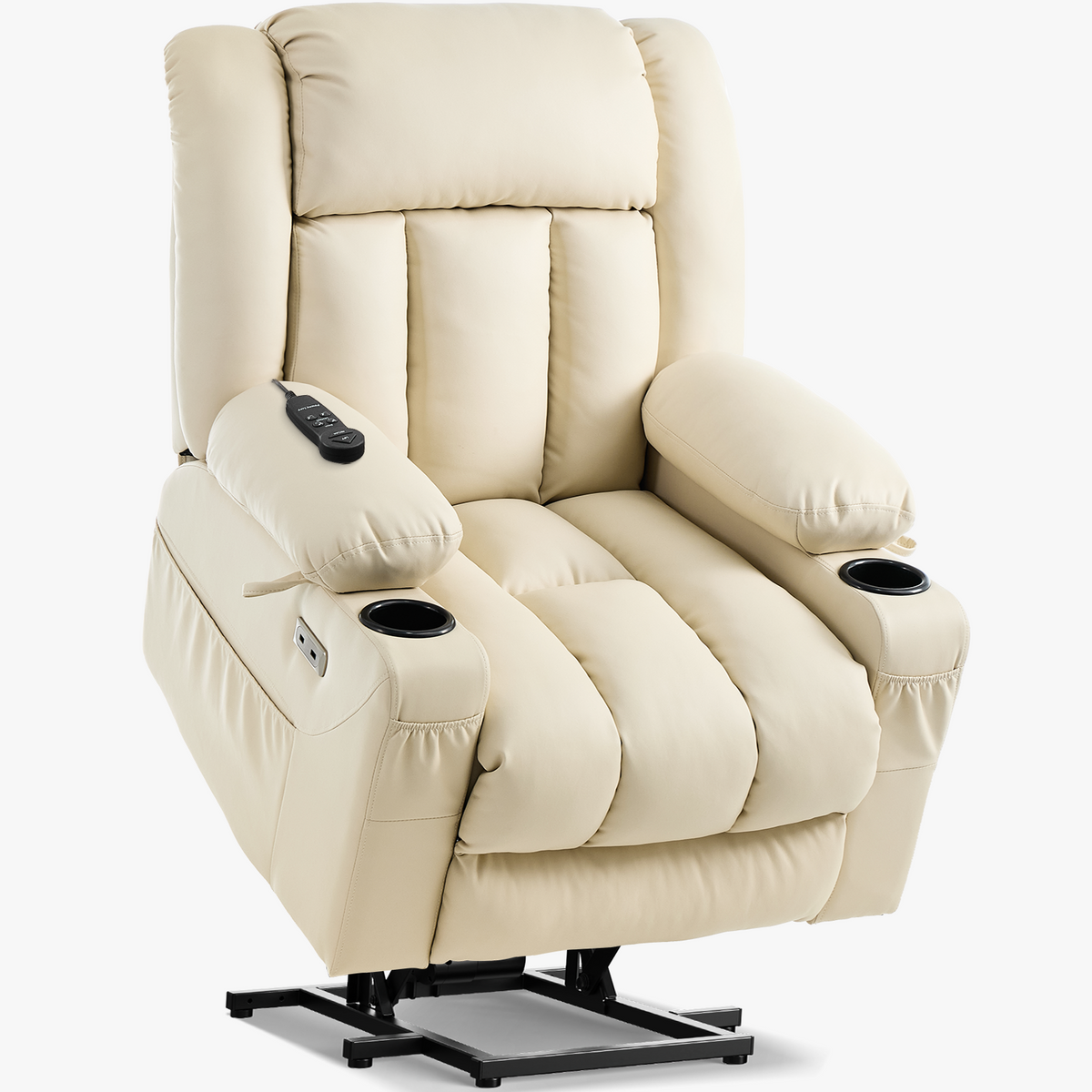 Cream White 6010 lift recliner in lifted position.