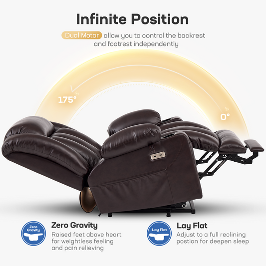 Dark Brown 6010 recliner infinite recline positions.