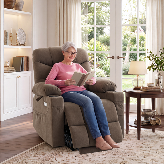 Brown 6012 lift recliner in living room.