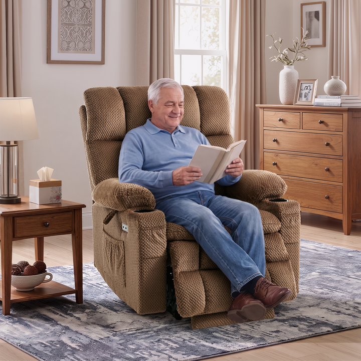 Tami Tami 6015 Oversize Brown Power Lift Recliner Living Room Lifestyle