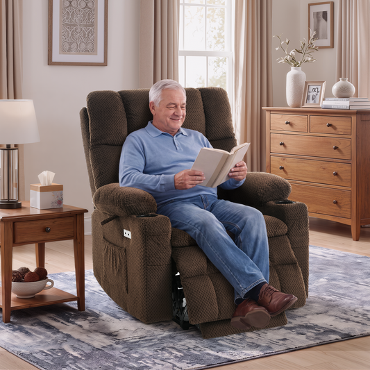 Tami Tami 6015 Oversize Dark Brown Power Lift Recliner Living Room Lifestyle