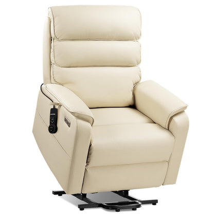 **Dual Motor Lay Flat Power Lift Recliner with Massage and Heat T6011 - Breathable Faux Leather