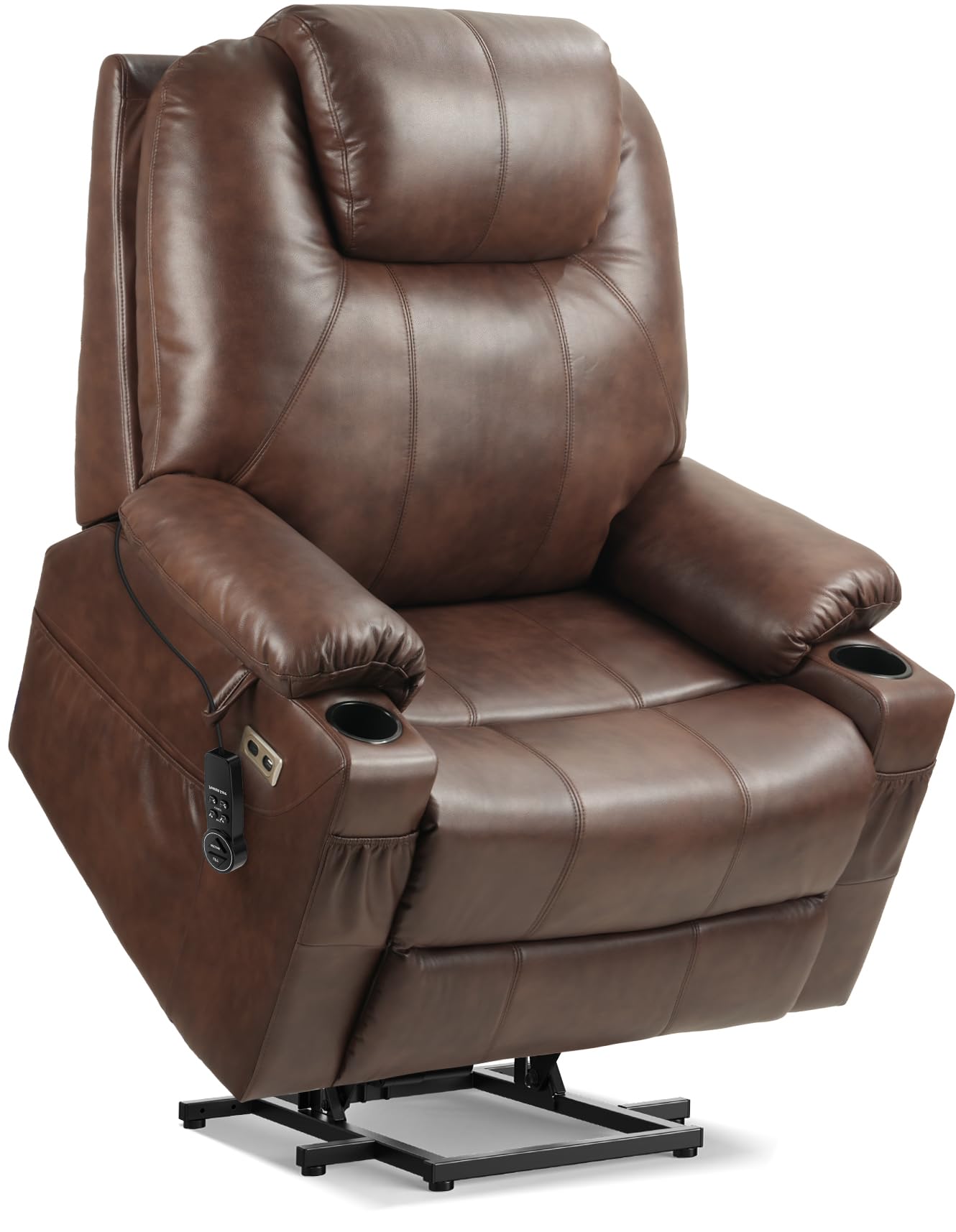 **Dual Motor Power Lift Recliner T6013 with Massage and Heat, Faux Leather