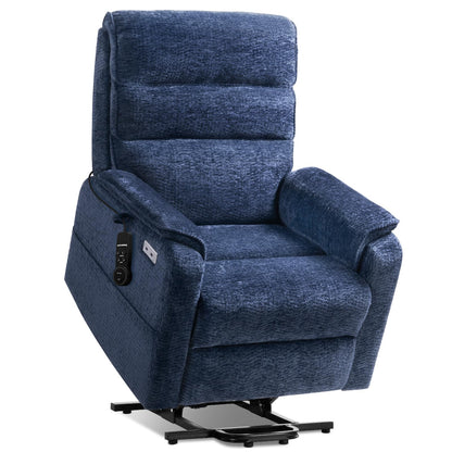 **Dual Motor Lay Flat Power Lift Recliner with Massage and Heat T6011 - Breathable Faux Leather