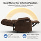 **Dual Motor Lay Flat Power Lift Recliner with Massage and Heat T6011 - Breathable Faux Leather