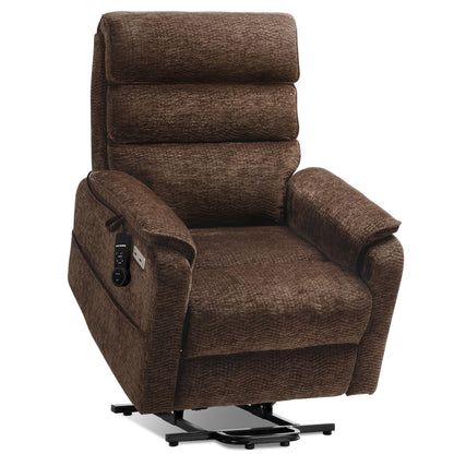 **Dual Motor Lay Flat Power Lift Recliner with Massage and Heat T6011 - Breathable Faux Leather
