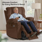 **Dual Motor Power Lift Chair Recliner T6015 - Plush Fabric, Dark Brown, Oversized