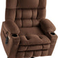 **Dual Motor Power Lift Chair Recliner T6015 - Plush Fabric, Dark Brown, Oversized