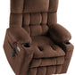 **Dual Motor Power Lift Chair Recliner T6015 - Plush Fabric, Dark Brown, Oversized