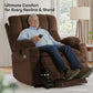 **Dual Motor Power Lift Chair Recliner T6015 - Plush Fabric, Dark Brown, Oversized