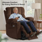 **Dual Motor Power Lift Chair Recliner T6015 - Plush Fabric, Dark Brown, Oversized