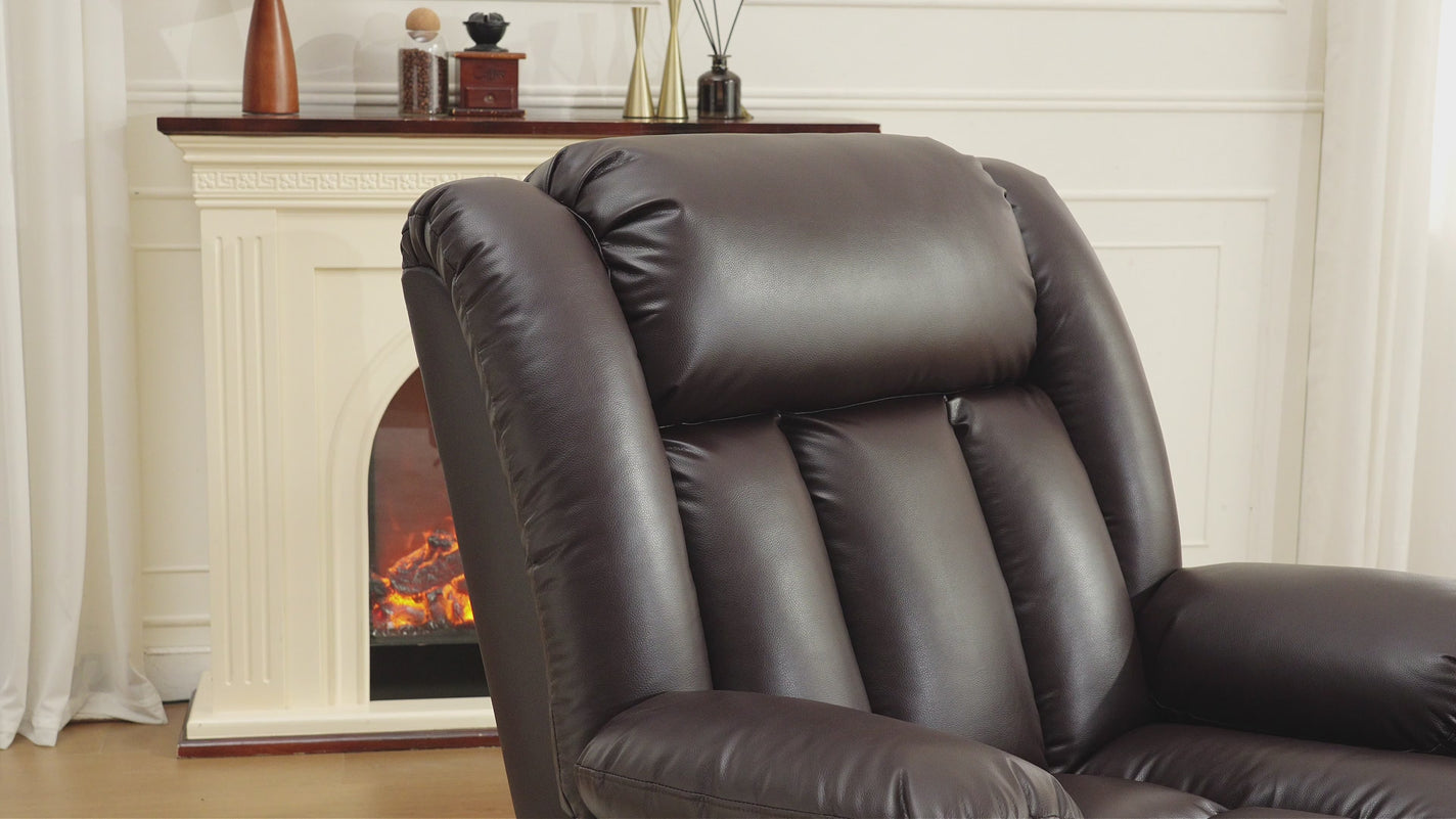 Dark brown 6010 recliner adjusting backrest and footrest.